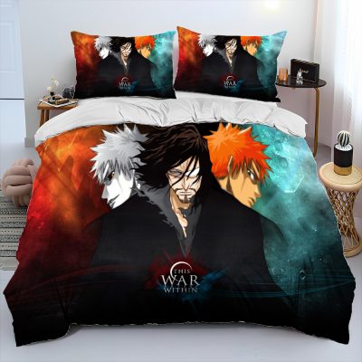 3D Anime Bleach Japan Cartoon Comforter Bedding Set Duvet Cover Bed Set Quilt Cover Pillowcase King 11 - Bleach Merchandise