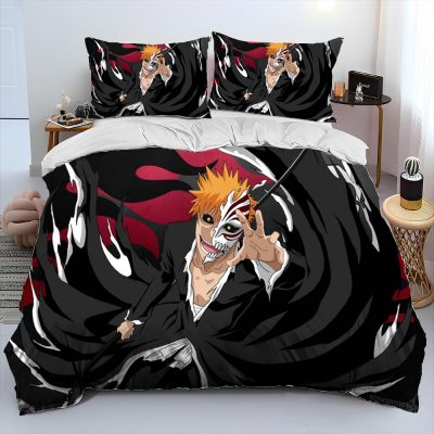 3D Anime Bleach Japan Cartoon Comforter Bedding Set Duvet Cover Bed Set Quilt Cover Pillowcase King 20 - Bleach Merchandise