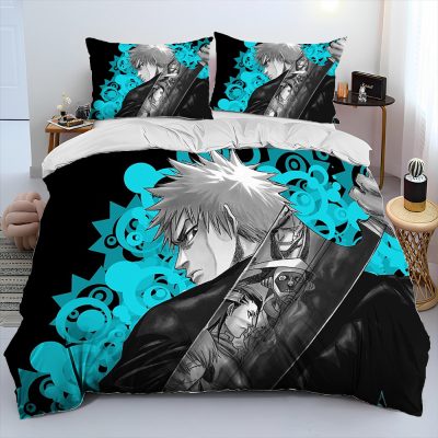 3D Anime Bleach Japan Cartoon Comforter Bedding Set Duvet Cover Bed Set Quilt Cover Pillowcase King 21 - Bleach Merchandise