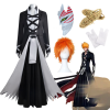 Anime Bleach Costume Kurosaki Ichigo Cosplay Thousand Year Blood War Wig Black Shinigami Attire Outfit Uniform - Bleach Merchandise