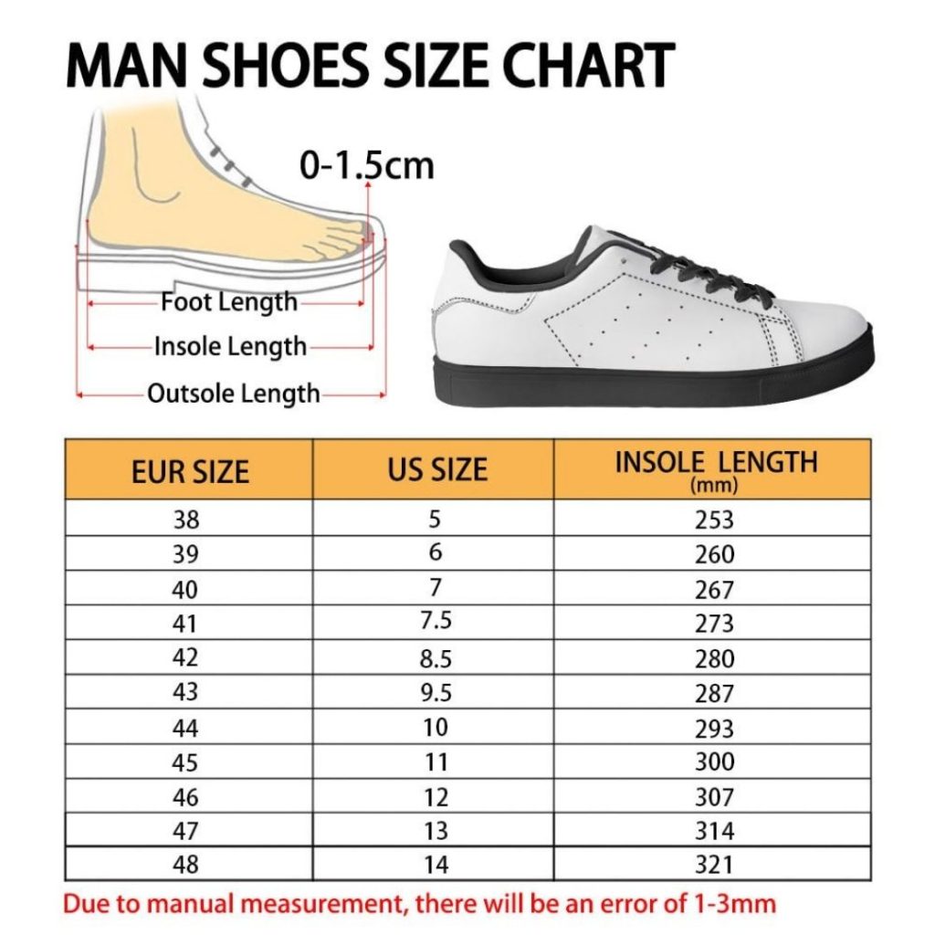 Skate Man Shoes Size Chart - Bleach Merchandise