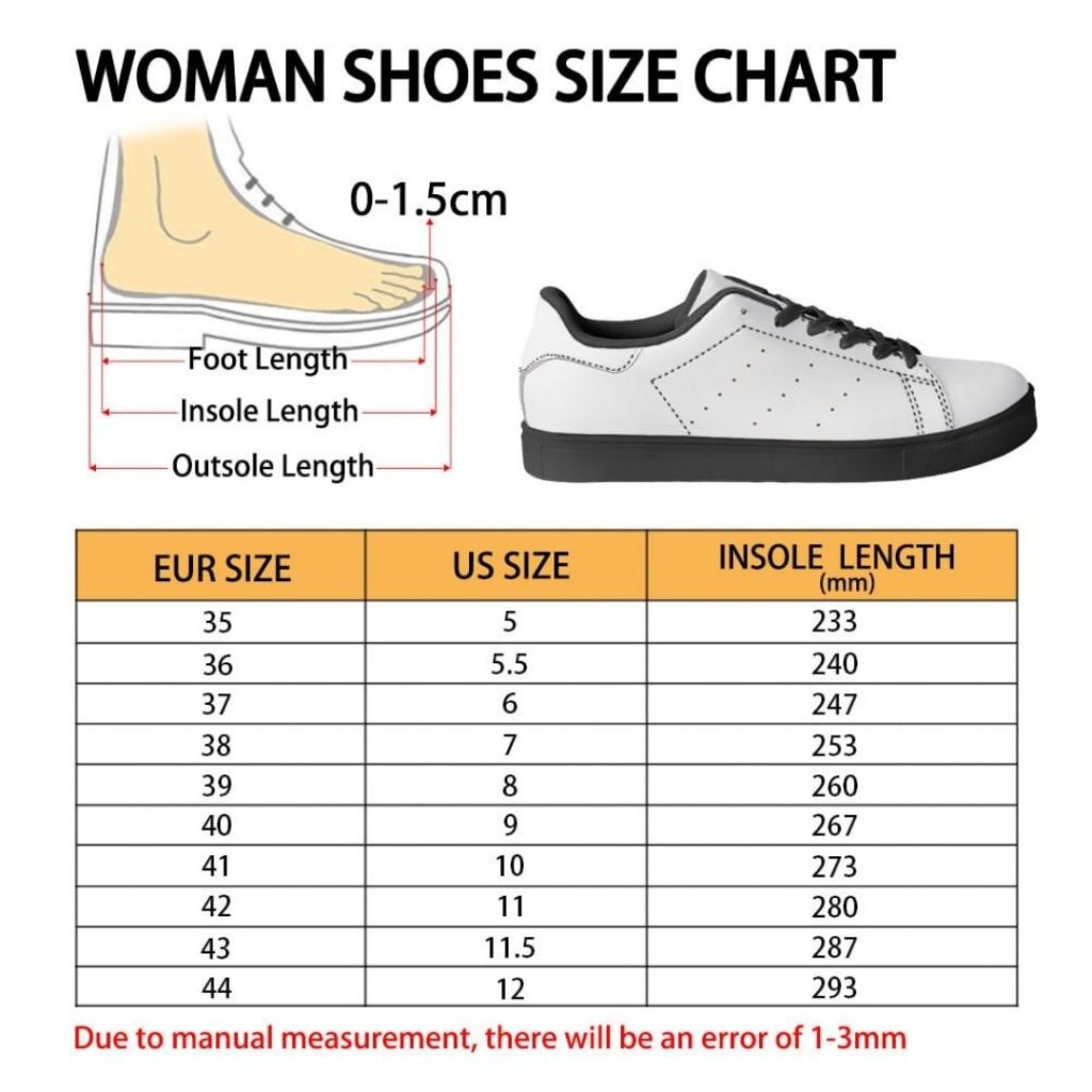 Skate Woman Shoes Size Chart - Bleach Merchandise